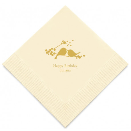 Les 100 serviettes personnalisées oiseaux 12,5cm