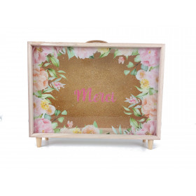 L'urne mariage valise fleurs roses