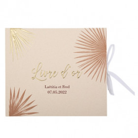 Le livre d'or couronne de fleurs beige personnalisé