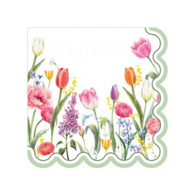 Les 8 assiettes en carton compostable champ fleuri 27cm