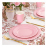 Les 8 assiettes en carton compostable rose 27 cm 1