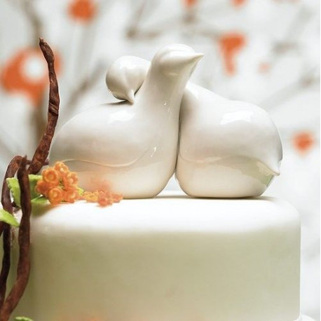 Figurine Oiseaux Pour Piece Montee Champetre En Porcelaine Blanche