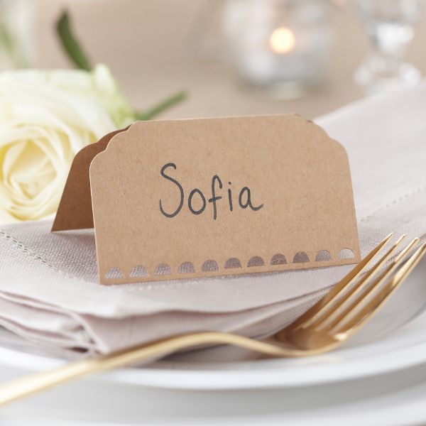 20 Pièces Marque-Place Bois Rustique Avec Cartes Kraft - Porte-Noms Table Mariage Et Fêtes, Style Champêtre