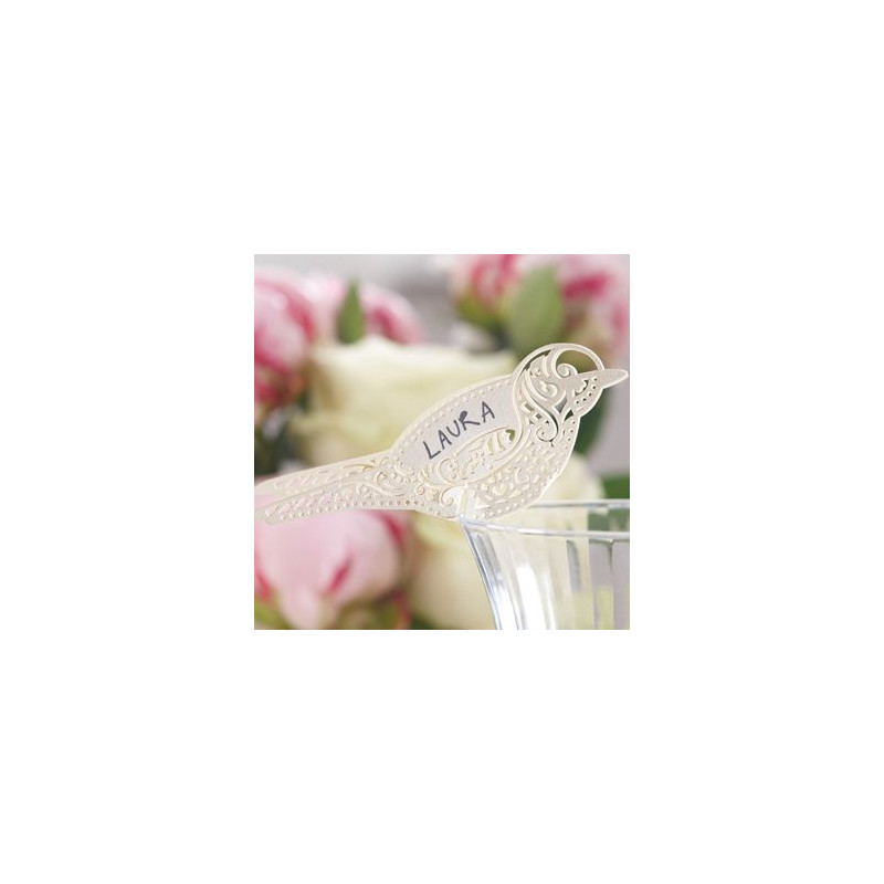 10x Milopon Carte de Verre Forme de Oiseau Creux Marque Place Décoration de Table Pour Mariage Anniversaire Rose