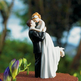 Figurine Jeunes mariés en Rouge 16 cm - Cake topper mariage pas cher -  Badaboum